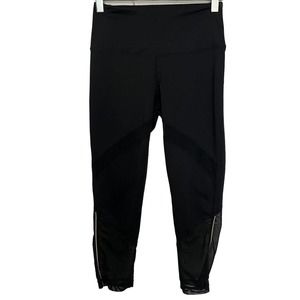 Z By Zella Black with Gold Piping Mesh Cropped Low Rise Leggings - Size XS